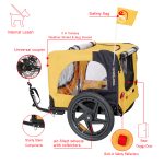 Yellow Outdoor Heavy Duty Foldable Practical Pet Stroller Dog Carrier With Bicycle Tow - Image 2